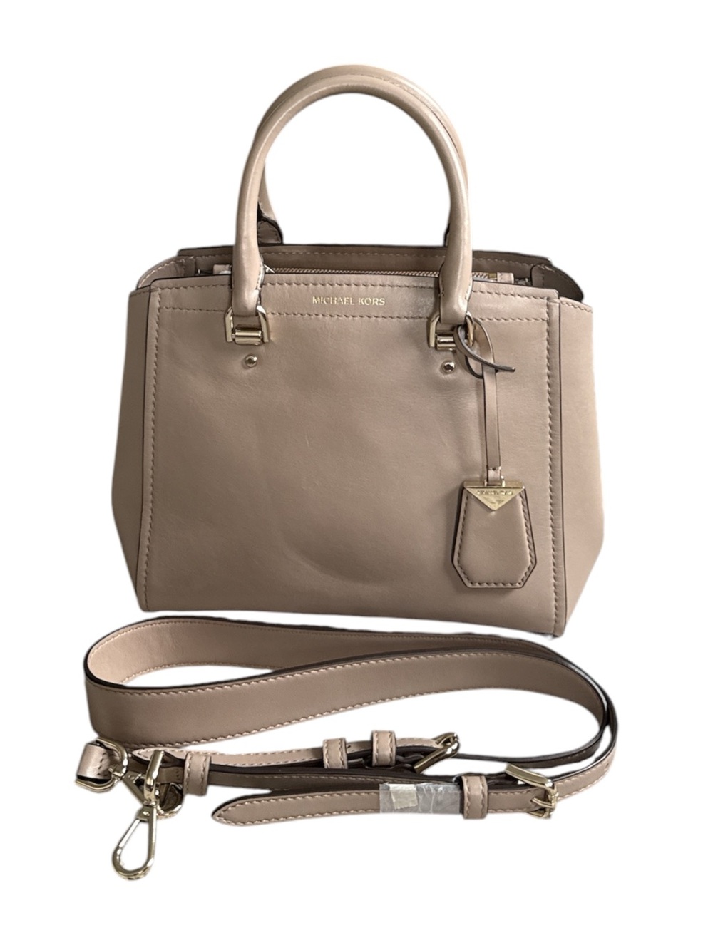 Michael Kors Taupe Leather Satchel with Gold Hardware